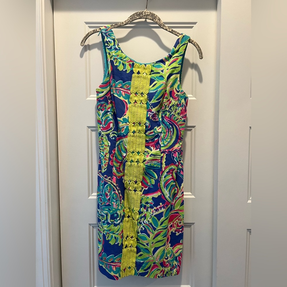 Lilly Pulitzer Delia Shift Dress Sz 0 Toucan Play Cotton Colorful Floral Bows